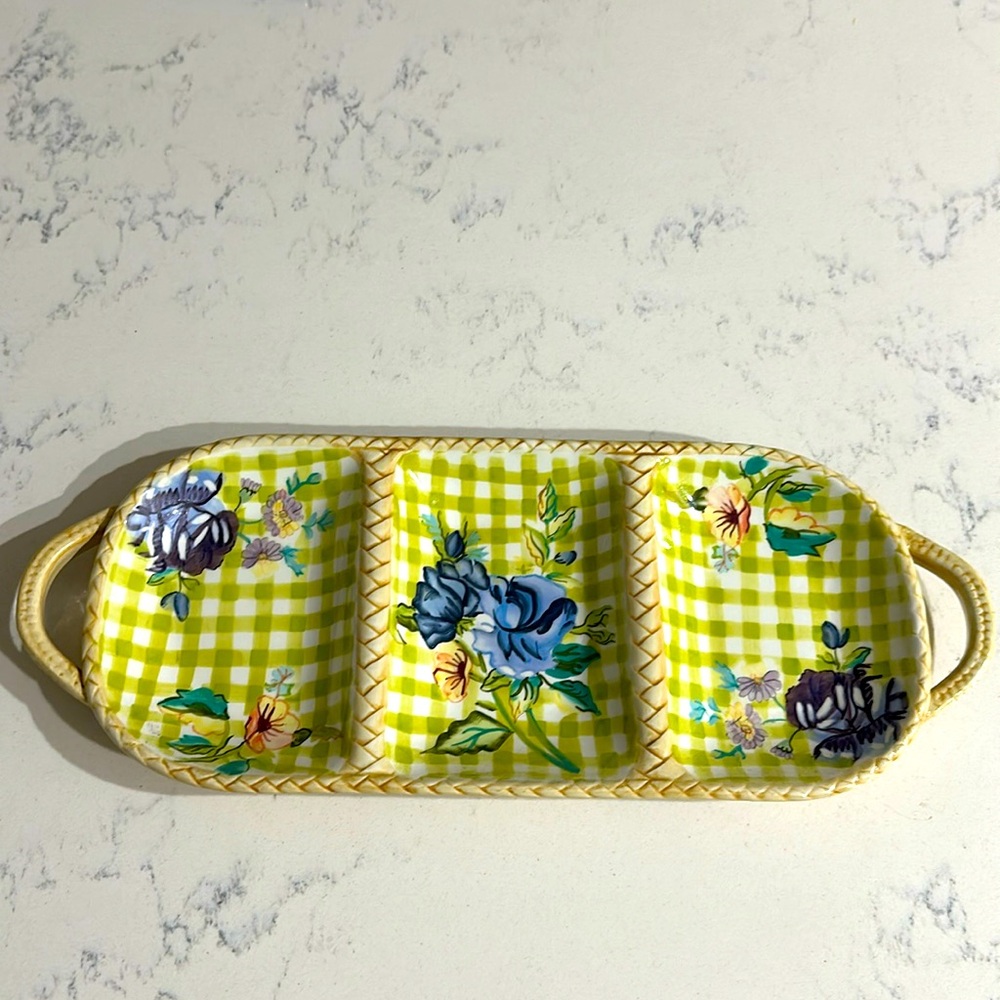 3 Section Tracy Porter Cottage Rose serving dish